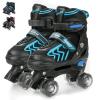 HXWY Kids Roller Skates for Boys Girls Child, Adjustable 4 Sizes Quad Roller Skates for Kids and Youth with Light Up Wheels for Sports, Black & Blue (Youth 4-7) view 1