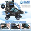 HXWY Kids Roller Skates for Boys Girls Child, Adjustable 4 Sizes Quad Roller Skates for Kids and Youth with Light Up Wheels for Sports, Black & Blue (Youth 4-7) view 2