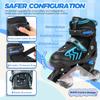 HXWY Kids Roller Skates for Boys Girls Child, Adjustable 4 Sizes Quad Roller Skates for Kids and Youth with Light Up Wheels for Sports, Black & Blue (Youth 4-7) view 3