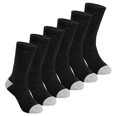 SeeyAN Kids Socks Boys Crew Athletic Half Cushioned Cotton Sport Running Breathable Socks 6 Pairs (6 Pairs Black#CB, 9-12 Years)