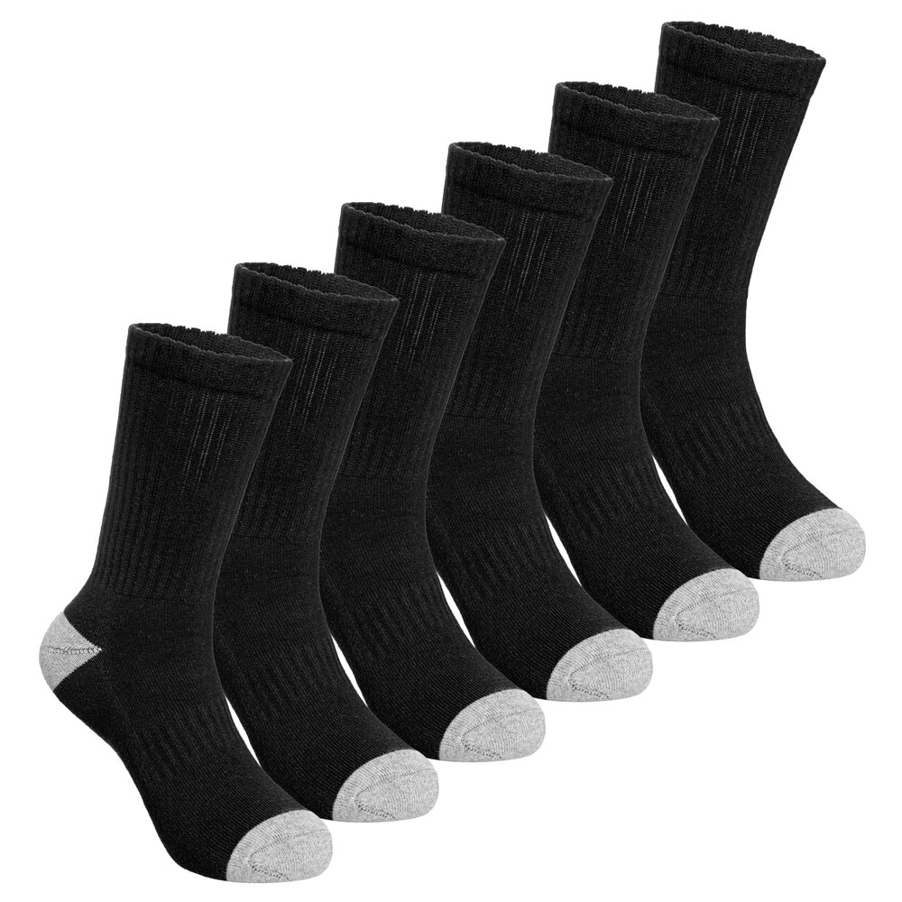 SeeyAN Kids Socks Boys Crew Athletic Half Cushioned Cotton Sport Running Breathable Socks 6 Pairs (6 Pairs Black#CB, 9-12 Years)