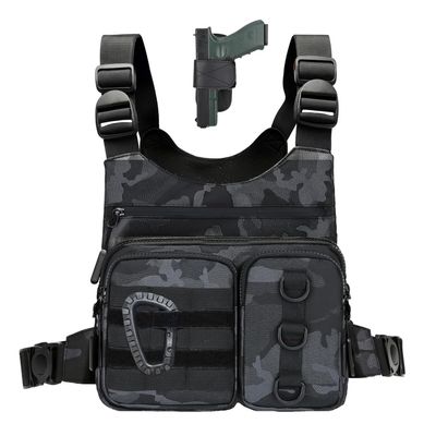 Criuage Outdoor Sports Chest Bag for Men Women, Large Capacity Running Vest Rig with Water Bottle Pocket, Comfort Hands Freely EDC Chest Pack for Hiking,Cycling,Travelling (Camo)