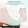 jessie Roller Skates for Girl and Women, PU Leather Fantastic Flash Wheel Kid Roller Skates Girls Ages 6-12 Beginner for Indoor Outdoor (Green Pink 34) view 4