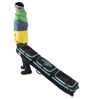 GdniA Wheeled Ski Bag for Air Travel, Padded Snowboard Bag 600D Waterproof Oxford with 3 Lining Pockets And Removable Shoulder Straps for Men Or Women, Black/Blue, 146cm