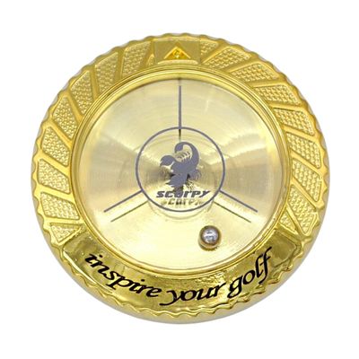 scorpy Golf Level Ball Marker with Metal Bead and Hat Clip, High Precision Putting Green Reading Aid Golf Accessories (Model Galaxy, Gold)