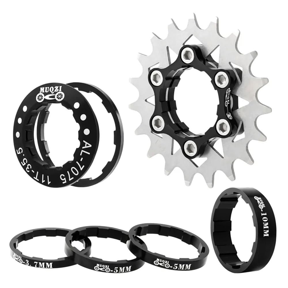 ZOCKZ Single Speed Cassette Cog 12/13/14/15/16/17/18/19/20/21/22T MTB Single Speed Conversion Kit Bicycle Single Speed Bike Cassette Sprocket for 7-10 Speed HG Hubs (Black,19T)
