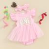 Baby Girls My 1st Birthday Outfits One Romper Two/Three Tutu Skirt Ruffle Embroidery Letter Summer Clothes(12-18 Months, Pink-One) view 4