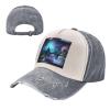 3D Graphics Universe Space Stylish Sports Hat in Denim,Adjustable, Breathable,for Daily Wear and Outdoor Activities view 2