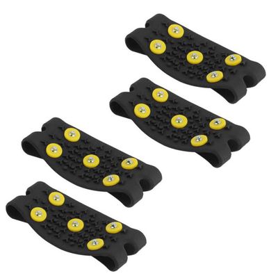 Eioflia Ice Grips for Shoes, Ice Cleats Anti Slip 5 Stud Snow Grips Climbing Crampon Spikes for Shoes Boots 2Pairs
