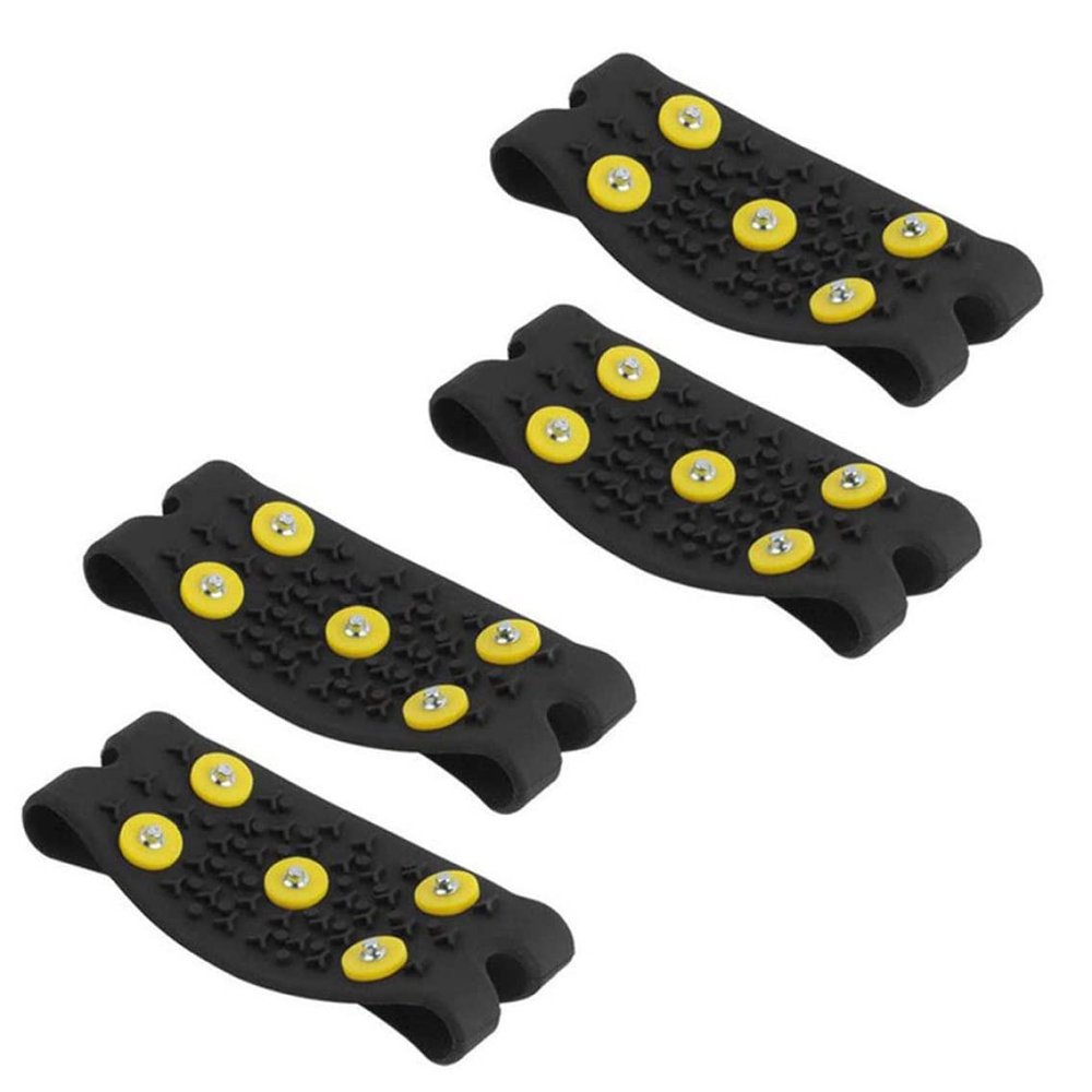Eioflia Ice Grips for Shoes, Ice Cleats Anti Slip 5 Stud Snow Grips Climbing Crampon Spikes for Shoes Boots 2Pairs