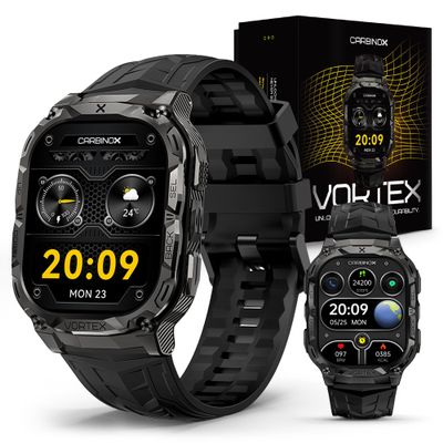 CARBINOX Vortex Smartwatch (Answer/Make Calls), Military-Grade Rugged Fitness Tracker, IP69K Waterproof, Sport Design for Active Lifestyles