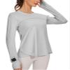 Blingfit Women's Long Sleeve Compression Shirts Workout Tops for Women Yoga Tops UPF 50 Sun Shirt Athletic Breathable Top Quick Dry Light Gray XXL view 1