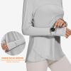 Blingfit Women's Long Sleeve Compression Shirts Workout Tops for Women Yoga Tops UPF 50 Sun Shirt Athletic Breathable Top Quick Dry Light Gray XXL view 3