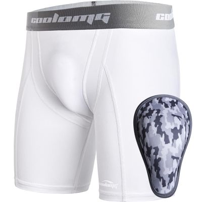 COOLOMG Boys Baseball Underwear with Soft Cup Youth Compression Sliding Shorts Protective Supporter R2_White XS