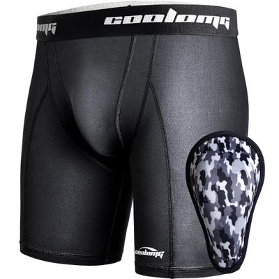 COOLOMG Boys Baseball Underwear with Soft Cup Youth Compression Sliding Shorts Protective Supporter R1_Black S