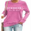 MOGUI Stronger Than The Storm Hoodie Women Stronger Than The Storm Womens Shirt Crewneck Sweatshirt Positive Letter Print Top, 3X-Large, Sakura view 1