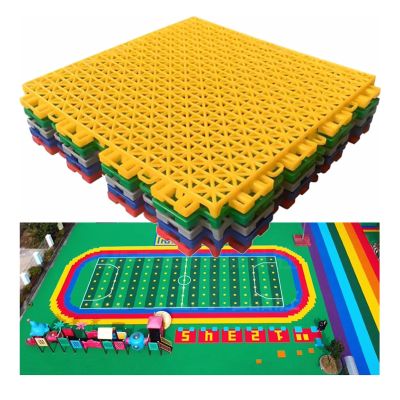 25cm Outdoors Sport Court Floor Tiles for Kindergarten School, Rapid Drainage Modular Interlocking Floor Tiles, DIY Puzzle Floor Mat (Color : Blue, Size : 10PCS)