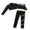 YEAHDOR Girls 3Pcs Dance Sports Outfit Mock Neck Crop Top Sleeveless Top with Pants Gymnastic Ice Skating Tracksuit Black&Gold 12 Years view 4