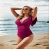 Blooming Jelly Womens Tummy Control Swimsuit Red One Piece Bathing Suits V Neck Ruffle Modest Swim Suits view 3