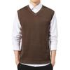 Maiyifu-GJ Men's Spring Fall V-Neck Sweater Vest Sleeveless Basic Designed Pullover Sweater Slim Lightweight Knit Vest (Brown,XX-Large) view 1