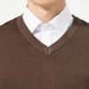 Maiyifu-GJ Men's Spring Fall V-Neck Sweater Vest Sleeveless Basic Designed Pullover Sweater Slim Lightweight Knit Vest (Brown,XX-Large) view 2