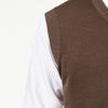 Maiyifu-GJ Men's Spring Fall V-Neck Sweater Vest Sleeveless Basic Designed Pullover Sweater Slim Lightweight Knit Vest (Brown,XX-Large) view 3