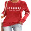 MOGUI Stronger Than The Storm Hoodie Women Stronger Than The Storm Womens Shirt Crewneck Sweatshirt Positive Letter Print Top Red, Small view 1