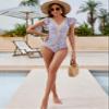 Blooming Jelly Womens Tummy Control Bathing Suits Slimming One Piece Swimsuit V Neck Ruffle Lace Swimwear view 4