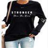 MOGUI Stronger Than The Storm Shirt Plus Size Stronger Than The Storm Sweatshirt Womens Long Sleeve Inspirational Gifts Funny Black, 3X-Large view 1