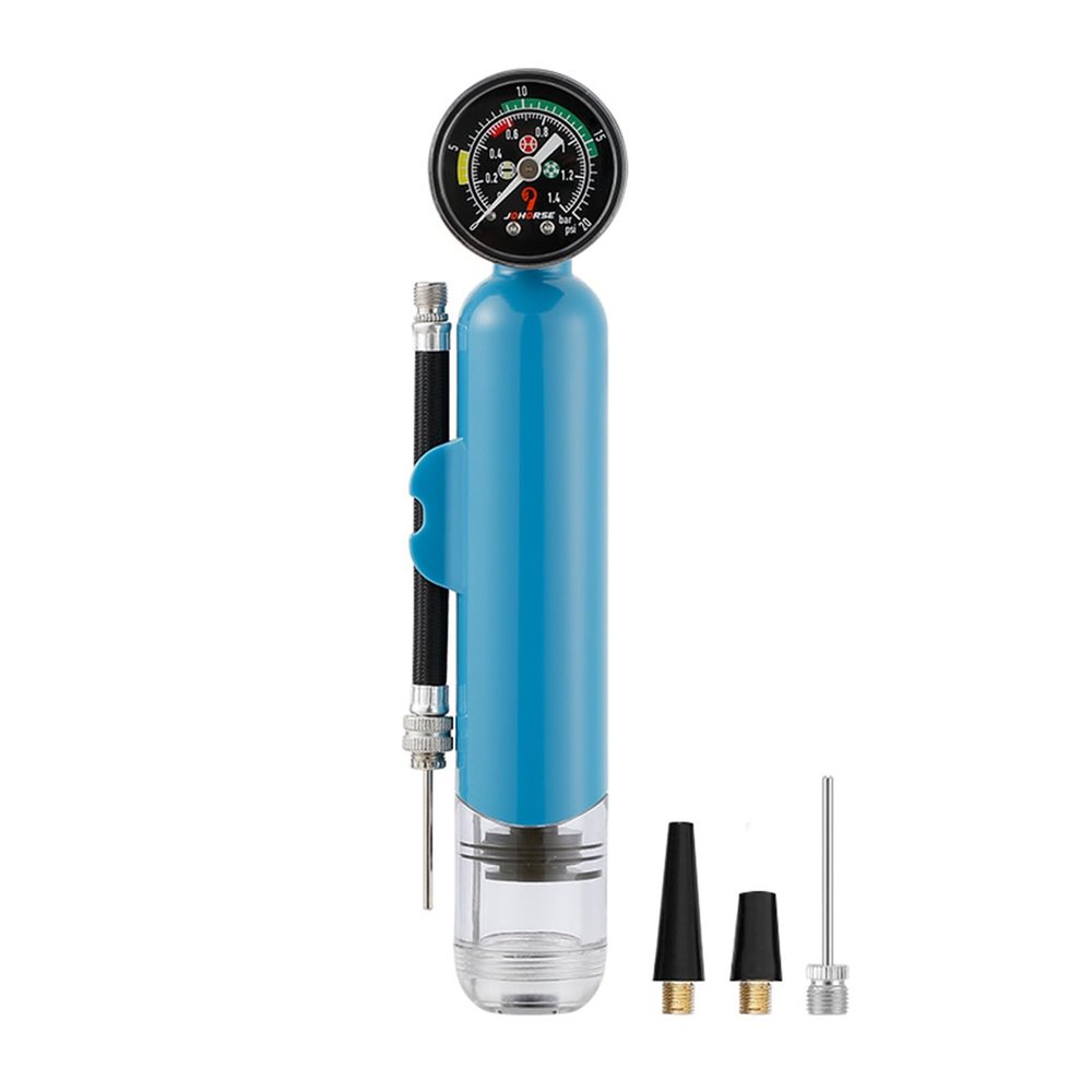 YOXIER Ball Pump,Ball Pump with Pressure Gauge,Dual Action Sports Ball Pump with Needle,Air Pump with Inflation Needles & Pressure Release Valve for Basketball,Football & Other Inflatable Balls Blue