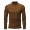 Men's Fashion Mock Turtleneck T-Shirts Casual Summer Long Sleeve Cotton Basic Designed Undershirts Slim Fit Pullover Tops Coffee view 1