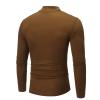 Men's Fashion Mock Turtleneck T-Shirts Casual Summer Long Sleeve Cotton Basic Designed Undershirts Slim Fit Pullover Tops Coffee view 3
