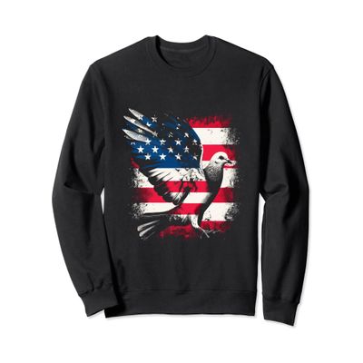 Pigeon American Flag - Patriotic USA Pigeon Bird Lover Sweatshirt