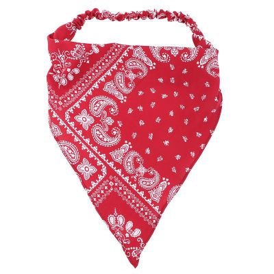 YOLAI Floral Hair Scarf for Women Girls Elastic Headband Chiffon Head Kerchief Headband Floral Hair Bandanas (Red, One Size)