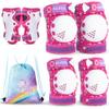 SULIFEEL Rainbow Unicorn Knee Pads for Kids Knee Elbow Pads Wrist Guards with Drawstring Bag Adjustable Protective Gear Set for Girls Roller Skating Bike Cycling Skateboard Scooter Rose Red Small view 1