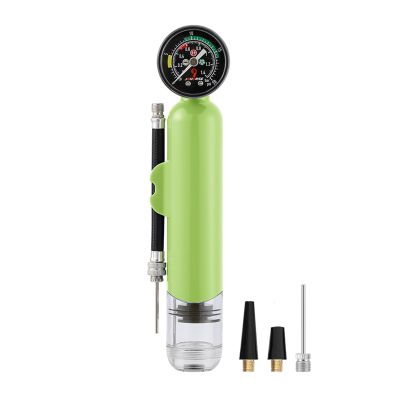 YOXIER Ball Pump,Ball Pump with Pressure Gauge,Dual Action Sports Ball Pump with Needle,Air Pump with Inflation Needles & Pressure Release Valve for Basketball,Football & Other Inflatable Balls Green