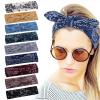 YOLAI Wide Headbands for Women Soft Cotton Head Bands for Women's Hair Non Slip Hair Bands for Face Washing (Dark Blue, One Size) view 1