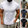 GOKKILRW Mens Fashion Mock Turtleneck T-Shirts Casual Summer Short Sleeve Slim Fit Undershirt Pullover Thermal Solid Tops Black view 3