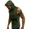 GOKKILRW Mens Workout Hooded Tank Tops Casual Sleeveless Sports Athletic Gym Hoodie Fitness Bodybuilding Cut Off Muscle Shirt Army Green view 2