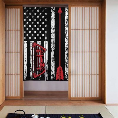 MULIHU Archery American Flag Blackout Curtains for Doorways Bedroom Kitchen Door Curtain 34x56in Indoor Partition Shading Decor Window Curtains