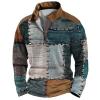 ZYXTIM Men's Hippie Funny T Shirts Distressed Novelty Printed Quarter Zipper Long Sleeve Sweatshirts Oversize Patchwork Casual Pullover Tops(Blue01,Small) view 1
