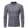 Men's Fashion Mock Turtleneck T-Shirts Casual Summer Long Sleeve Cotton Basic Designed Undershirts Slim Fit Pullover Tops Dark Gray view 1