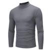 Men's Fashion Mock Turtleneck T-Shirts Casual Summer Long Sleeve Cotton Basic Designed Undershirts Slim Fit Pullover Tops Dark Gray view 2