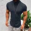 GOKKILRW Mens Fashion Mock Turtleneck T-Shirts Casual Summer Short Sleeve Slim Fit Undershirt Pullover Thermal Solid Tops Grey view 2
