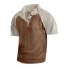 GOKKILRW Mens Corduroy Shirt Casual Summer Lapel Button Up Pullover Mock Neck Short Sleeve Polo Golf Workout Sweat Shirts Brown view 1