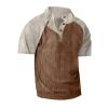 GOKKILRW Mens Corduroy Shirt Casual Summer Lapel Button Up Pullover Mock Neck Short Sleeve Polo Golf Workout Sweat Shirts Brown view 2