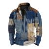 ZYXTIM Men's Hippie Funny T Shirts Distressed Novelty Printed Long Sleeve Sweatshirts Oversize Patchwork Casual Pullover Tops(Blue02,X-Large) view 1