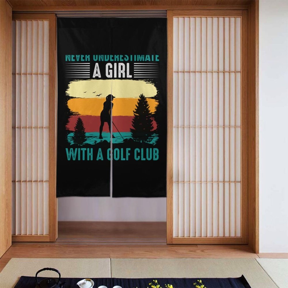 MULIHU Never Underestimate A Girl with A Golf Club Blackout Curtains for Doorways Bedroom Kitchen Door Curtain 34x56in Indoor Partition Shading Decor Window Curtains