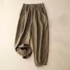 Women's Cotton Linen Casual Capris Pants Elastic Waisted Harem Pants Baggy Comfy Sweatpants Tapered Ankle Trousers view 2