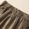 Women's Cotton Linen Casual Capris Pants Elastic Waisted Harem Pants Baggy Comfy Sweatpants Tapered Ankle Trousers view 4